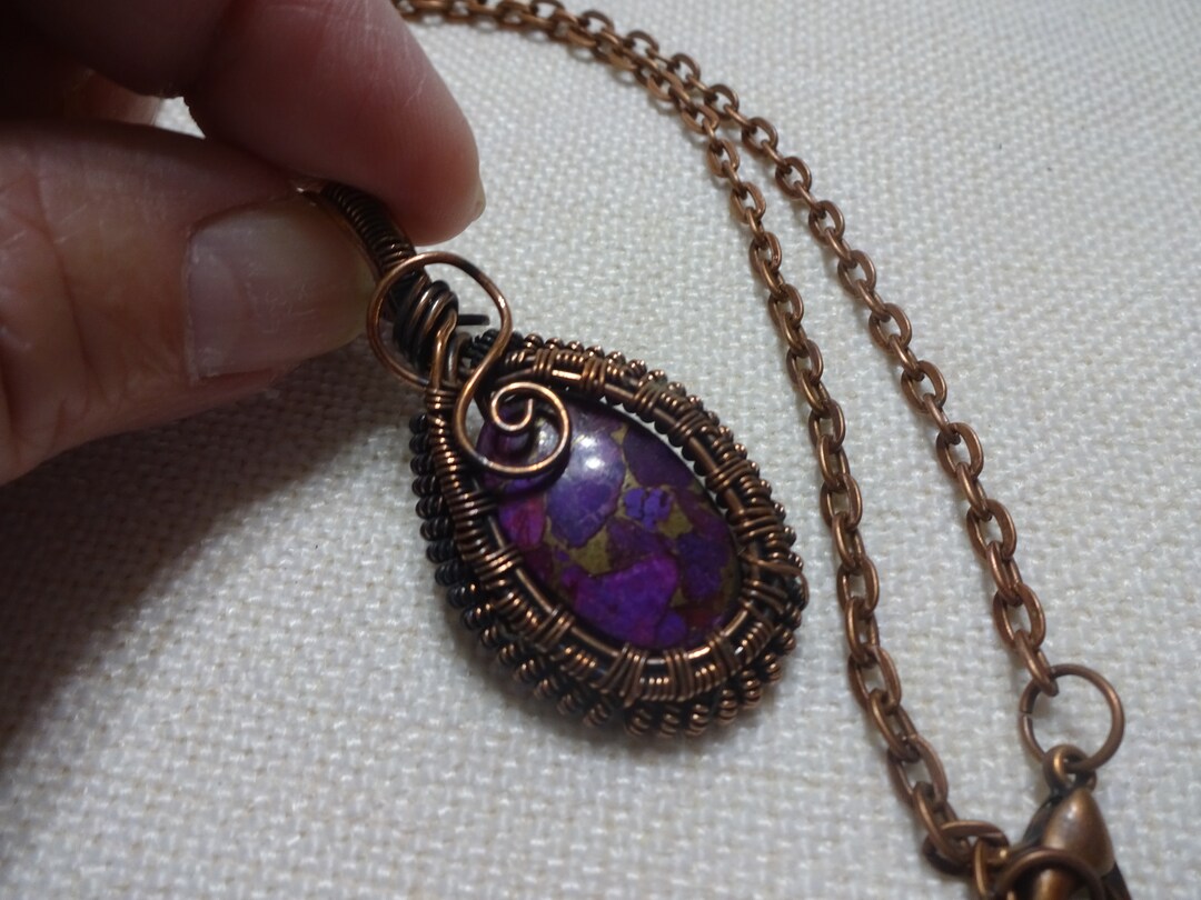 Rustic PURPLE TURQUOISE Handmade COPPER WIRE